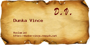Dunka Vince névjegykártya